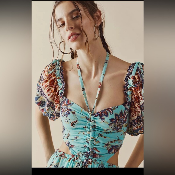 Free People Bali Citrus Skies Jumpsuit Romper Aegean Sea XS - Picture 4 of 12